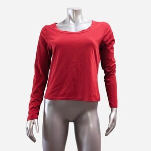 Frankee & Skylarr Womens Scoop Neck Long Sleeve Shirt Burgundy XL Stretch Tee